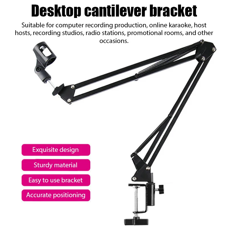 Microphone Arm Boom - Desktop Adjustable Microphone Stand Boom Holder