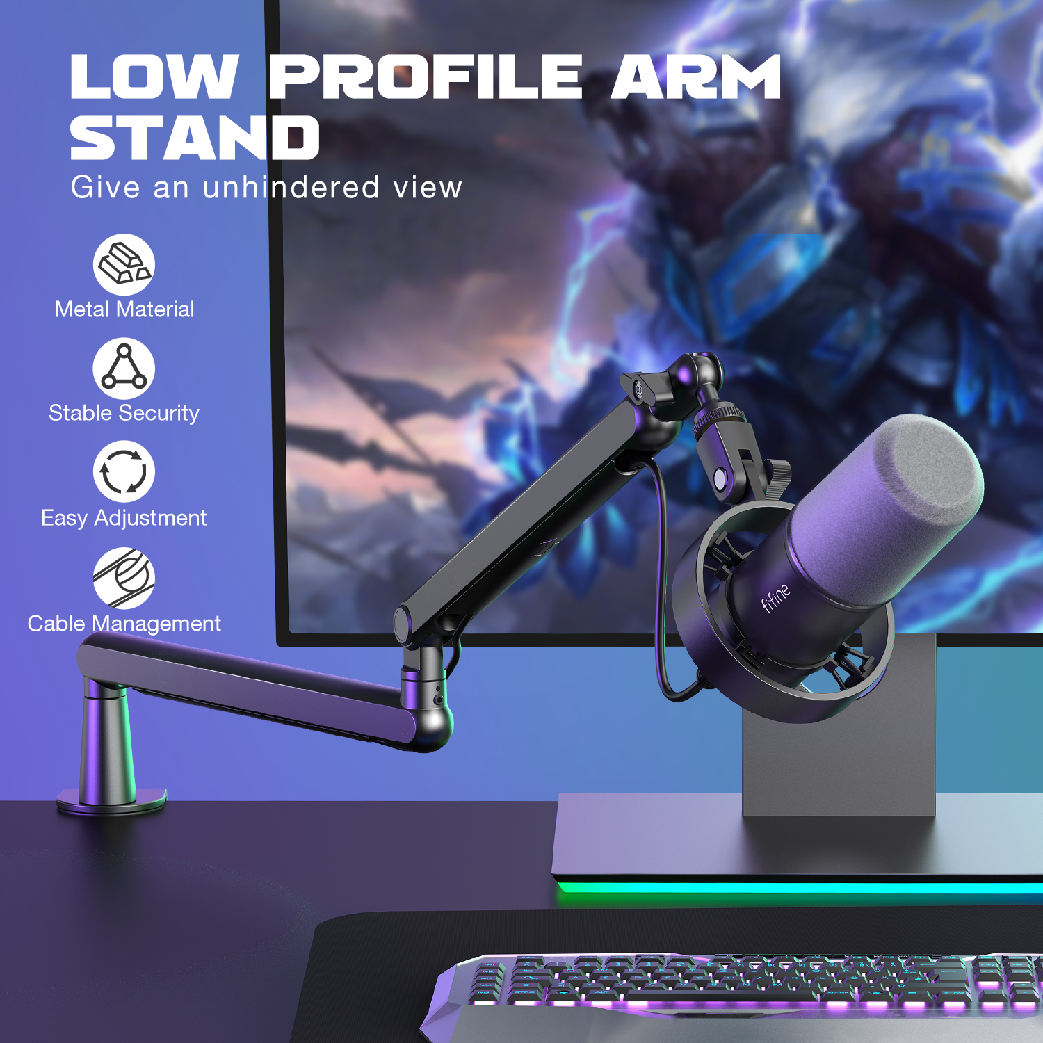 FIFINE Ampligame Microphone Bo - Microphone Arm Boom avaliação e preço