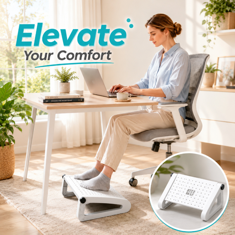 Adjustable White Triangle Ergo - Footrest Under Desk avaliação e preço