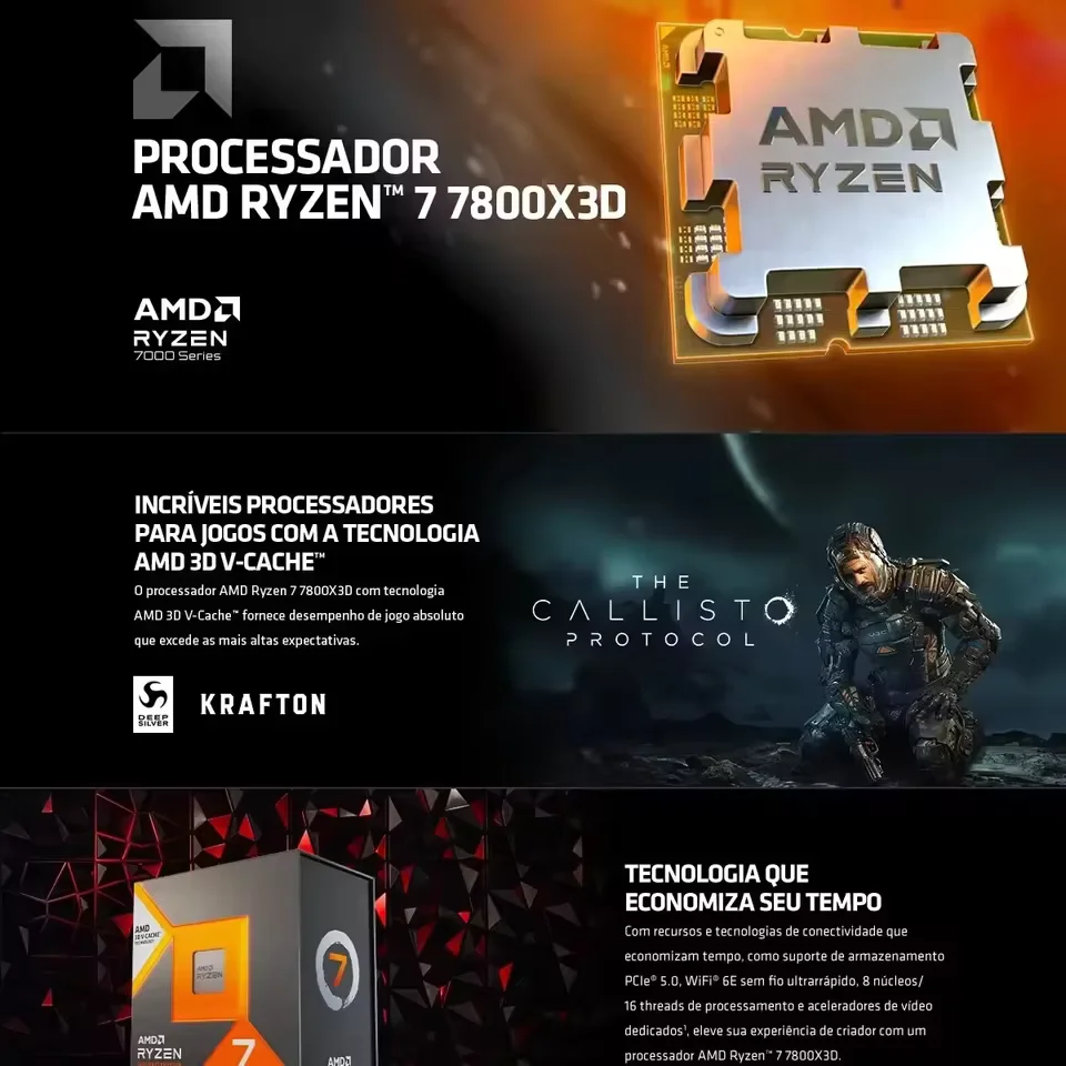 AMD Ryzen 7 5700X3D R7 5700X3D - Esports Gaming Pc Build avaliação e preço