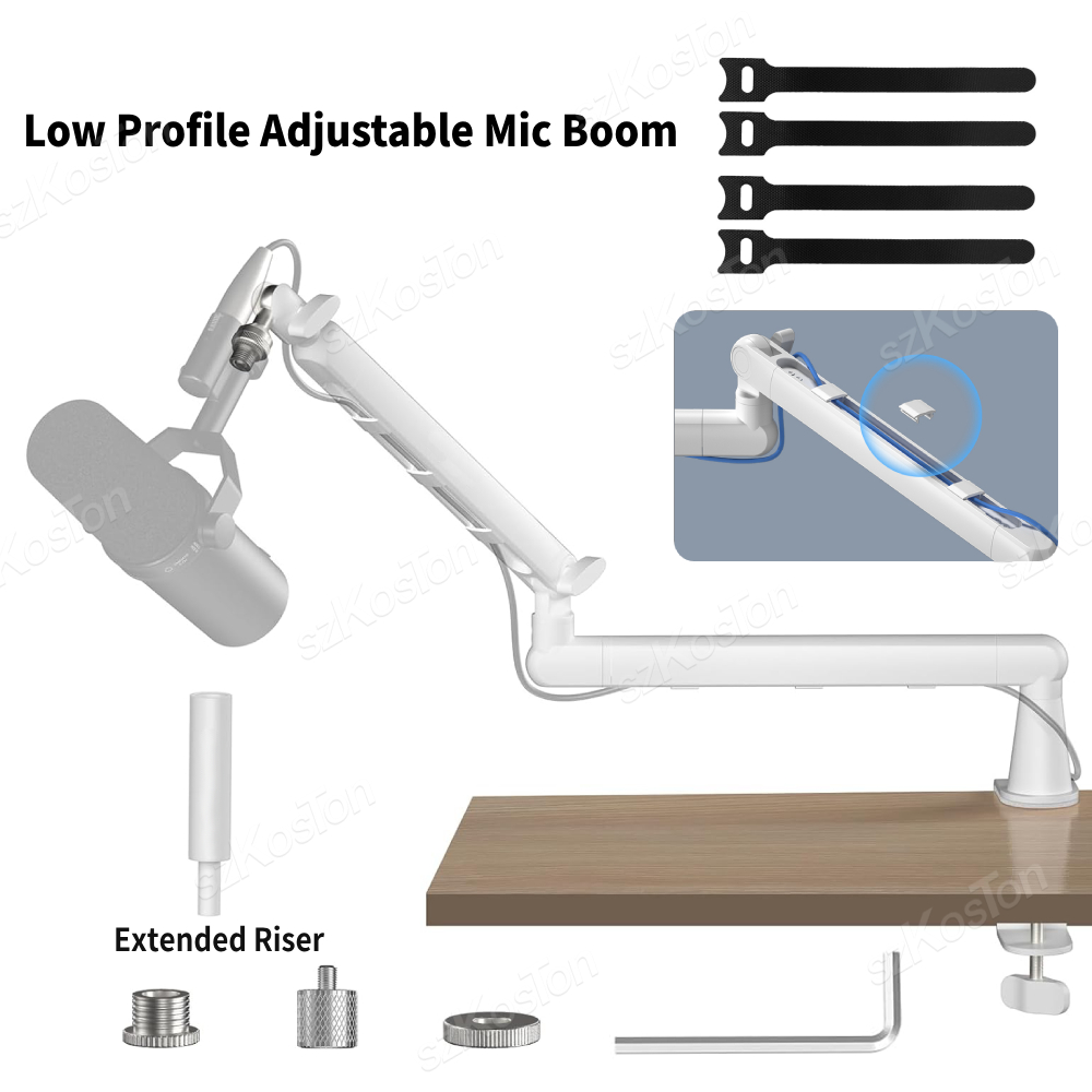 White Microphone Boom Arm Adju - Microphone Arm Boom avaliação e preço