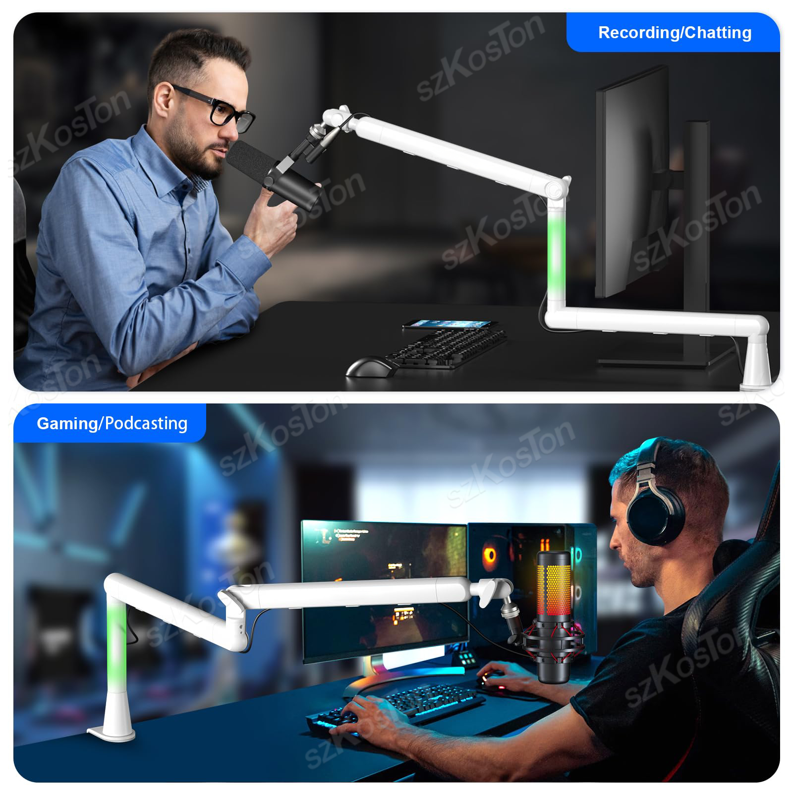 White Microphone Boom Arm Adju - Microphone Arm Boom avaliação e preço