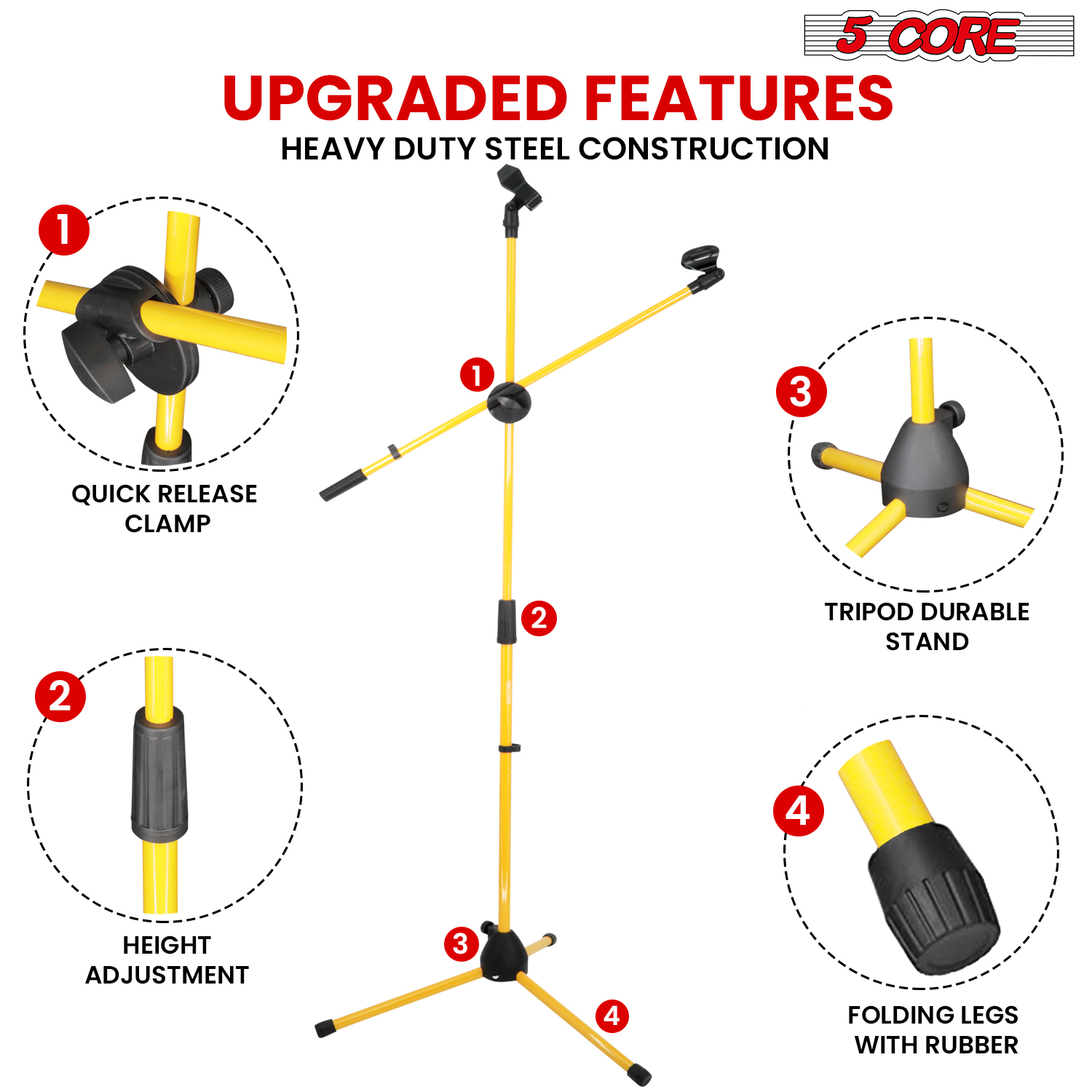 5 Core Microphone Stand Floor  - Microphone Arm Boom avaliação e preço