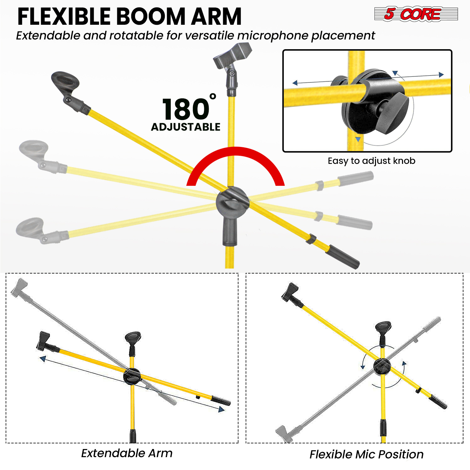 5 Core Microphone Stand Floor  - Microphone Arm Boom avaliação e preço